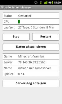 Gameserver App Server-Detailansicht